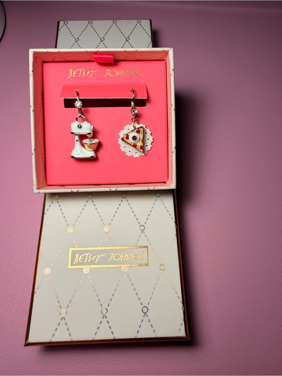 Betsey Johnson Jewelry - Betsey Johnson White Mixer & Pink Cake Slice Dangle Earrings